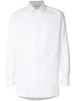 Alyx High Collar Curved Hem Shirt In White