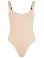 Hunza G Domino Blush Seersucker Swimsuit In Nude