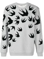 Mcq By Alexander Mcqueen Mcq Swallow Large Swallow Flocked Crew Sweat In Grey