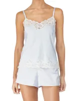 Ralph Lauren Lace Trim Satin Short Pj Set In Blue