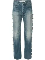 Tu Es Mon Tresor Side Pearl Jeans In Blue