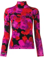 Richard Quinn Rose Garden Gloved Georgette Top In Red