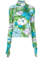 Richard Quinn Floral Print Blouse In Green