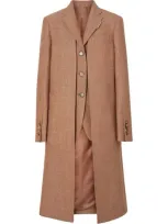 Burberry Waistcoat Detail Wool Tailored Coat In Bronze