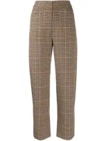 Totême Check Print Trousers In Brown