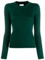 Barrie Cashmere Round Neck Jumper In Green