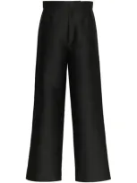 Totême Flair Cropped Woven Wide-leg Pants In Black