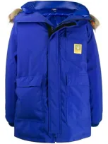 R13 Faux Fur Hooded Parka In Blue