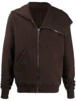 Rick Owens Drkshdw Loose Fit Asymmetric Hoodie In Brown