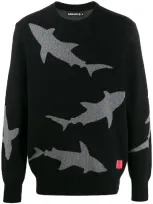 Raeburn Shark Knit Crew Neck Jumper In Black