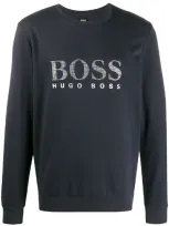 Hugo Boss Logo-print Sweatshirt In Blue