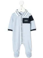 Hugo Boss Logo Embroidered Babygrow In Blue