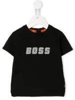 Hugo Boss Babies' Logo Print T-shirt In Black