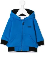 Hugo Boss Babies' Two-tone Hooded Sweatshirt In Blue