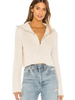 Tularosa Lovelle Zip Up Sweater In Cream