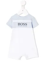 Hugo Boss Babies' Striped Logo Printed Body In Blue