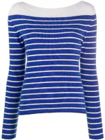 Barrie Striped Cashmere Jumper In Blue