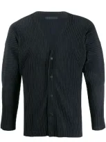 Issey Miyake Plissé Cardigan In Blue