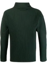 Issey Miyake Plissé Turtleneck Top In Green