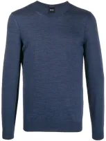 Hugo Boss Knitted Long Sleeve Jumper In Blue