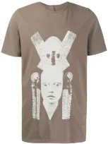 Rick Owens Drkshdw Hieroglyphic Face Print T-shirt In Neutrals