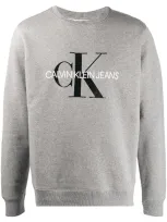 Calvin Klein Core Monogram Logo Sweater In Grey