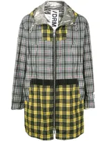 Drome Contrast Plaid Parka In Multicolour