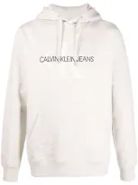 Calvin Klein Jeans Est.1978 Logo-print Hooded Sweatshirt In Grey