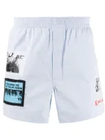 Raf Simons Patched Deck Shorts In Blue