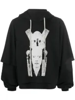 Rick Owens Drkshdw Graphic Print Double-layered Hoodie In Black