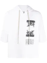 Rick Owens Drkshdw Graphic Print Shortsleeved Hoodie In White