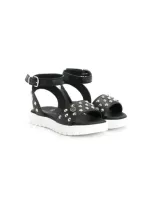 Philipp Plein Kids' Studded Ankle Strap Sandals In Black