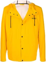 Hugo Reverse Logo Print Raincoat In Yellow