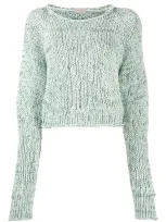 Mrz Cropped Extra-long Sleeve Jumper In Green