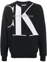 Calvin Klein Jeans Est.1978 Logo Print Crew Neck Sweatshirt In Black