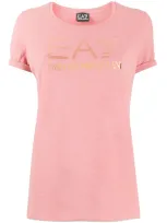 Ea7 Logo Print T-shirt In Pink