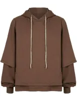 Rick Owens Drkshdw Layered Sleeve Hoodie In Brown