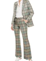 Each X Other Checked Jacquard Flared Pants In Gray