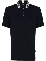 Hugo Parlay Logo Collar Polo Shirt In Blue