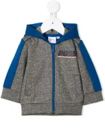 Hugo Boss Babies' Panelled Zip Front Hoodie In Grey