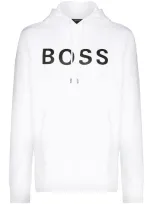 Hugo Rubberised Logo Hoodie In White