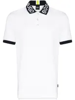 Hugo Logo Collar Cotton Polo Shirt In Black