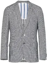 Hugo Hartlay Houndstooth Linen Blazer In Multicolour