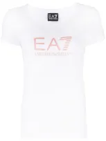 Ea7 Logo Print T-shirt In White