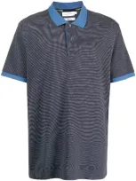 Calvin Klein Contrast-collar Polo Shirt In Blue