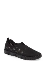 Ilse Jacobsen Tulip 139 Perforated Slip-on Sneaker In All Black Fabric