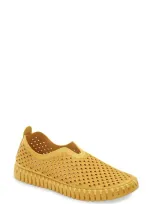 Ilse Jacobsen Tulip 139 Perforated Slip-on Sneaker In All Goldenrod Fabric