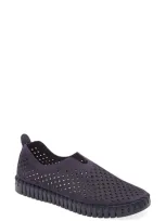 Ilse Jacobsen Tulip 139 Perforated Slip-on Sneaker In All Navy Fabric