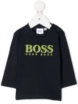 Hugo Boss Babies' Logo Print Long-sleeved Top In Blue