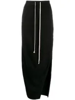 Rick Owens Drkshdw Drawstring Side Slit Skirt In Black